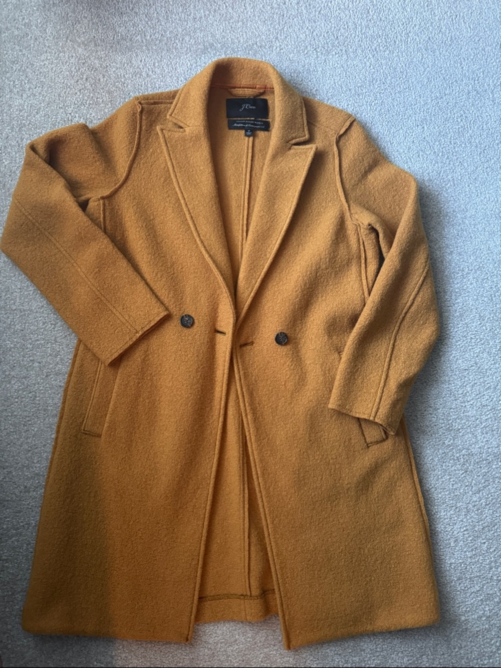 J. Crew Boiled Wool Trench Coat in Mustard Gold